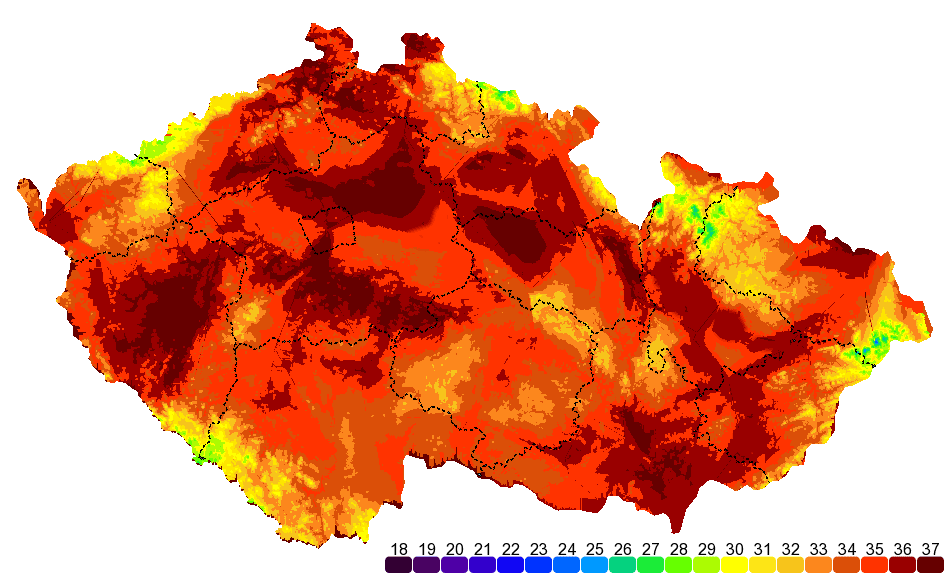 teplotní mapa Aktuální teplotní mapa České republiky ze 14:30   Aktuálně.cz teplotní mapa